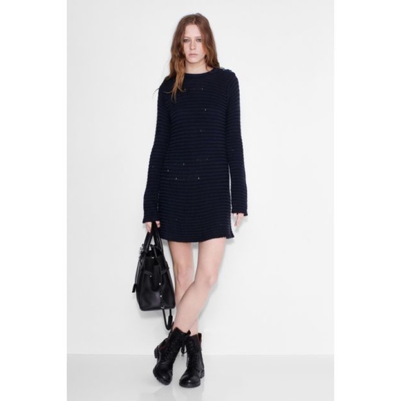 Zadig & Voltaire Distressed Striped Sweater Dress - Picture 1 of 8